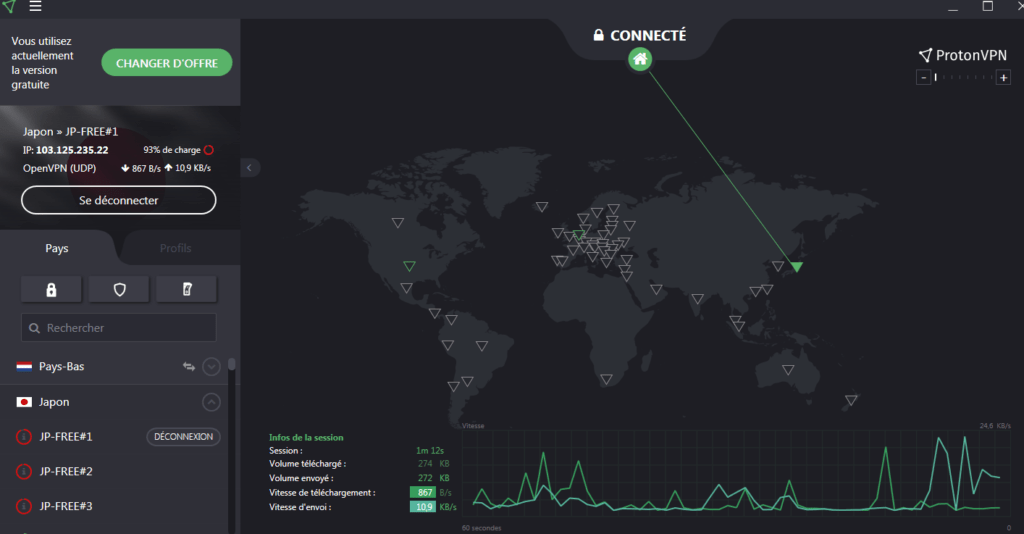 Connexion aux serveurs - Proton VPN